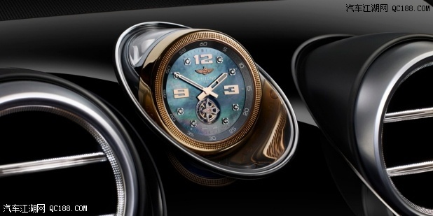 Breitling Tourbillon clock in between two air vents of a Bentley Bentayga Diesel SUV | Bentley Motors